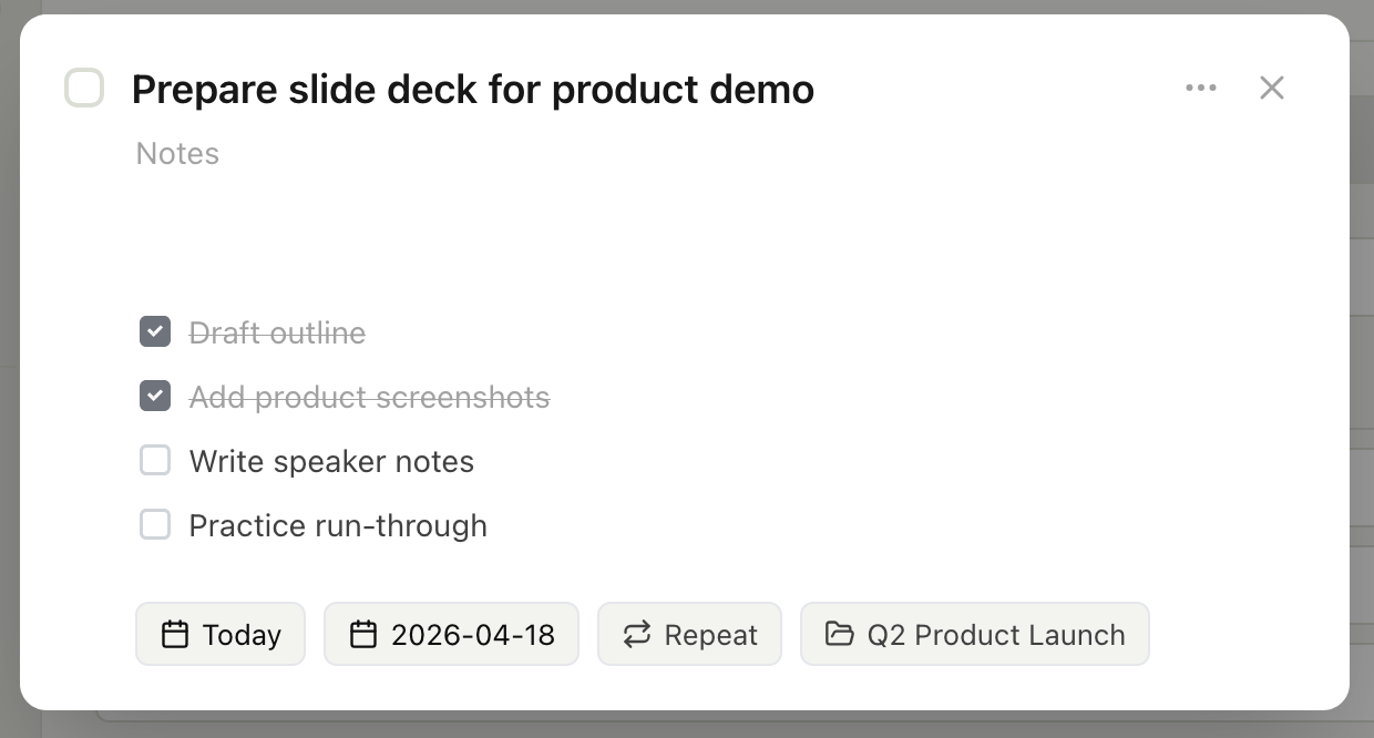 Screenshot showing Due Date & Deadline in TaskPocket